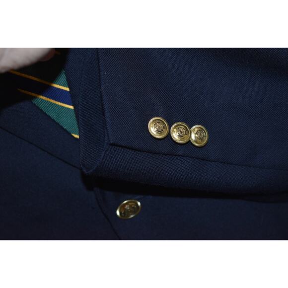 Stafford Blazer Sportscoat Jacket Gold Buttons Mens Size 44 Long 2Btns Navy Blue - Picture 3 of 10